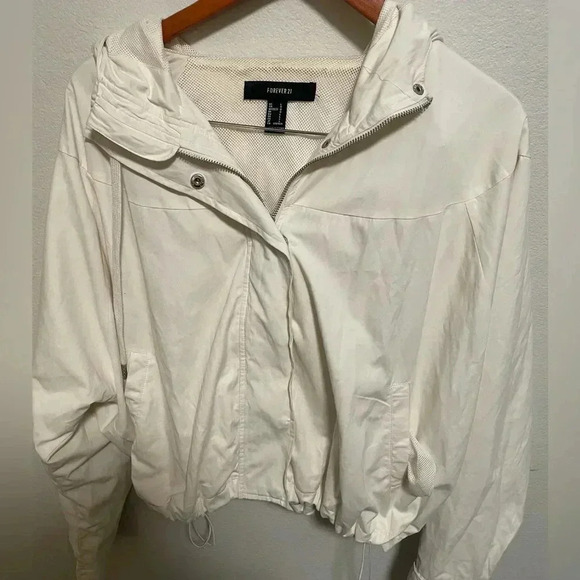 Forever 21 lightweight jumper white jacket size Large - Picture 1 of 5